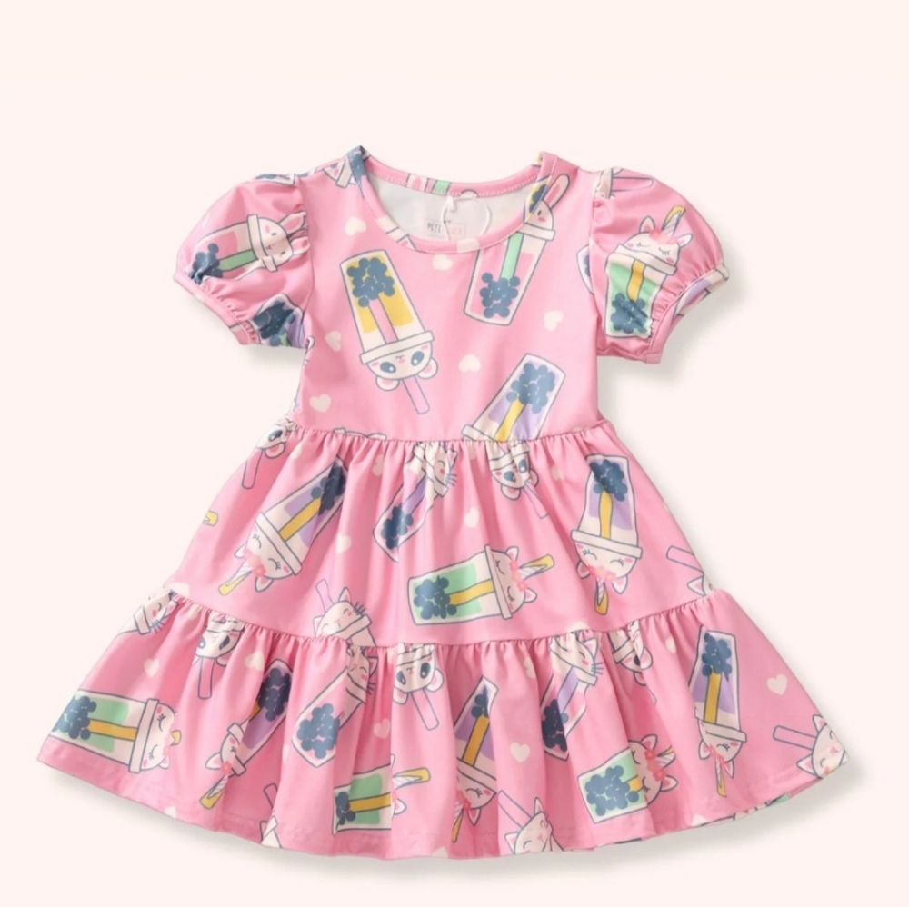 Pink Bubble Tea Print Dress